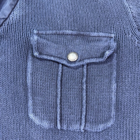 Vtg Polo Ralph Lauren Shawl Collar Military Style Sweater 90s 2XLT Linen Cotton - Picture 4 of 10